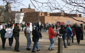 Anti-death penalty demonstrators march outside Baltimore's Supermax prison in December 2005