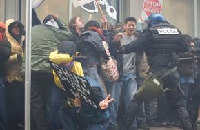 Protesters are teargassed in a scene from Battle in Seattle