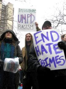 Protester UMass Amherst demand justice for Jason Vassell