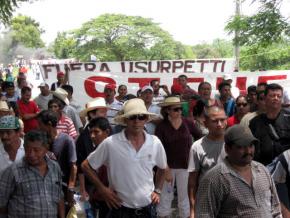 Trade unionists protesting the ouster of Honduran president Manuel Zelaya