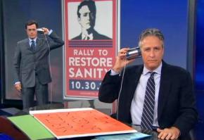 Jon Stewart and Stephen Colbert announce their competing rallies