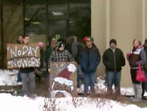 Consumer Products Services workers picketing outside their workplace