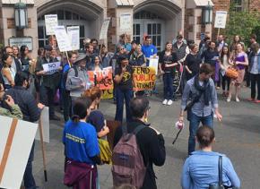 Academic workers at UW rally along with their supporters
